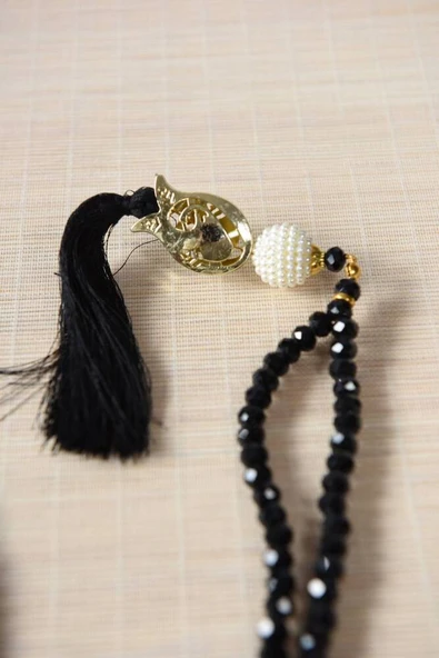 Laleli 99lu Kristal Tesbih Siyah ürün görseli 1