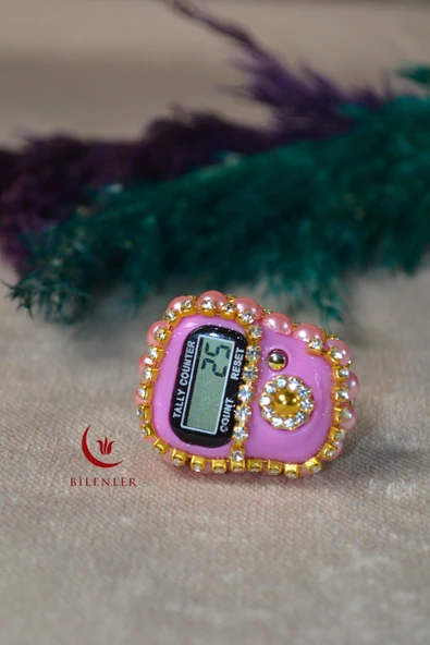 Boncuklu Taşlı Zikirmatik Pembe - Resim 4