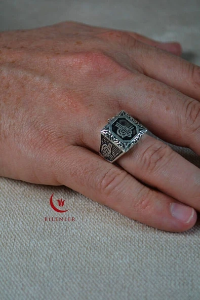 Erkek Tuğra Motifli Metal Yüzük Uzun Ömürlü, Şık Tasarım (40’lı kutu) - Resim 3