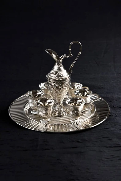 Hediyelik Sunumluk Lüks Gümüş Renkli Kaf Zemzem Takımı – 8 Parça - Resim 4