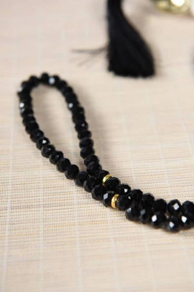 Laleli 99lu Kristal Tesbih Siyah - Resim 2