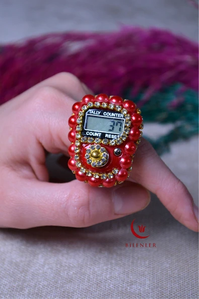 Boncuklu Taşlı Zikirmatik Kırmızı ürün görseli 1