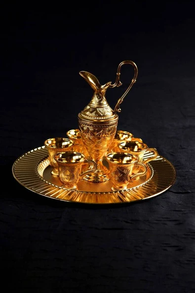 Hediyelik Sunumluk Lüks Altın Renkli Kaf Zemzem Takımı – 8 Parça ürün görseli
