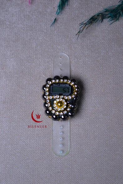 Boncuklu Taşlı Zikirmatik Siyah - Resim 3