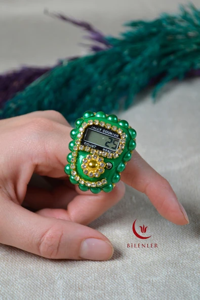 Boncuklu Taşlı Zikirmatik Yeşil ürün görseli