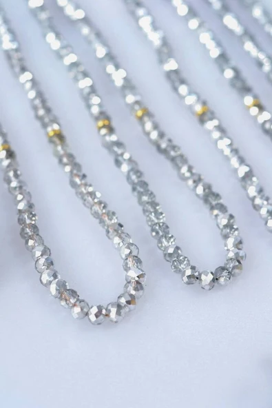 Laleli 99’lu Kristal Tesbih Gri - Resim 2