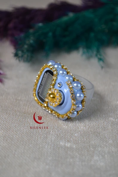 Boncuklu Taşlı Zikirmatik Açık Mavi - Resim 3