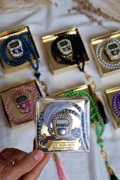 Taşlı Zikirmatik ve İnci Tesbih Seti 50 Adet - Resim 2