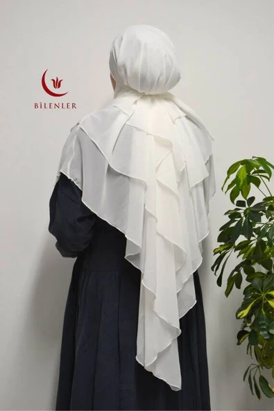 3 Katlı Şifon Sufle Beyaz  (Pratik Şal) ürün görseli