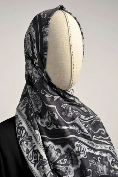 Etnik Desenli Pamuklu Şal Siyah - Resim 2