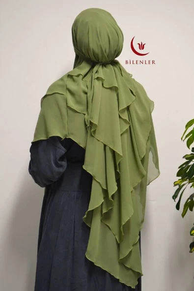 3 Katlı Şifon Sufle Yeşil  (Pratik Şal) ürün görseli