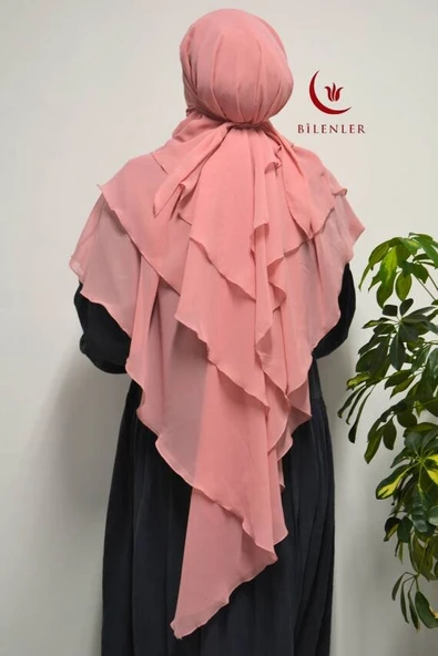 3 Katlı Şifon Sufle Pembe  (Pratik Şal) ürün görseli