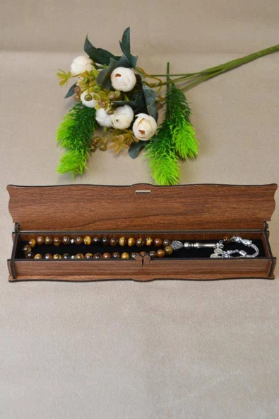 Kaplan Gözü Taşlı 33’lü Erkek Tesbih – Enerji Taşı, Ahşap Kutulu - Resim 5