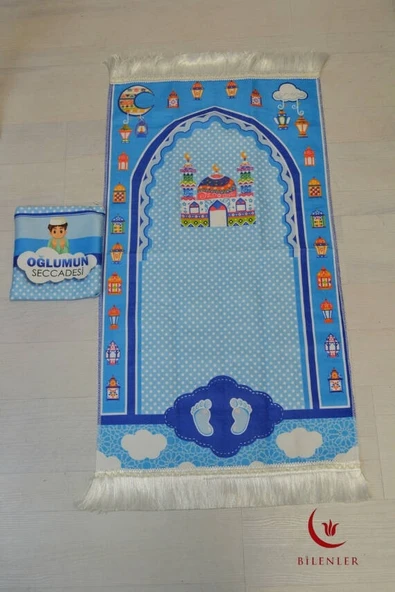 Oğlumun Seccadesi – Çantalı Erkek Çocuk Seccadesi (Mavi) - 1