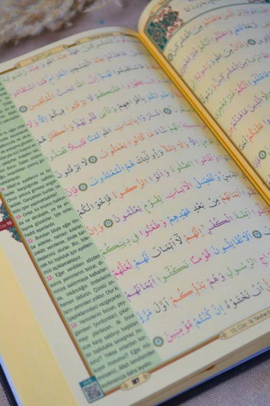 Gizli Mealli ve Türkçe Okunuşlu Kuran-ı Kerim Camii Boy 24× 33 cm Pembe – Özel Işıklı Kalemli - Resim 5