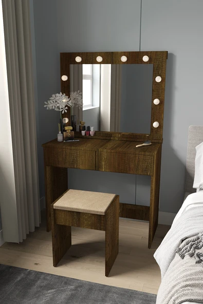 Sakura Hollywood Işıklı Aynalı Çekmeceli Makyaj Masası - 11