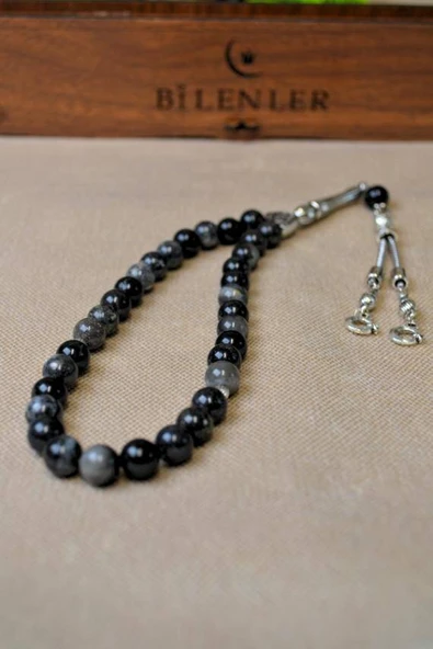 Labradorit Taşlı 33’lü Erkek Tesbih – Doğal Taş, Ahşap Kutulu ürün görseli