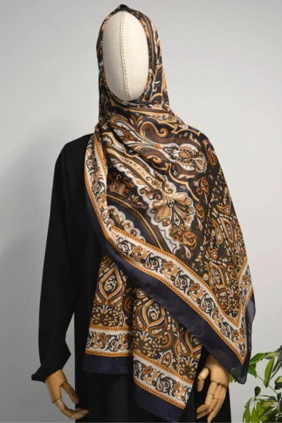 Etnik Desenli Pamuklu Şal Lacivert ürün görseli