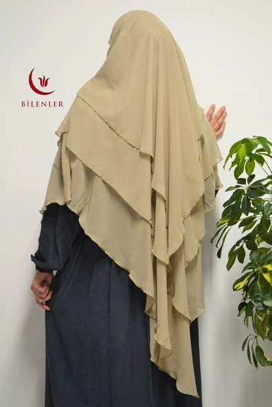 3 Katlı Şifon Sufle Vizon (Pratik Şal) - Resim 4