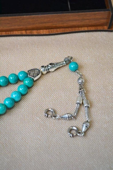 Firuze Taşlı 33’lü Erkek Tesbih – Doğal Taş, Özel Kutulu - Resim 3