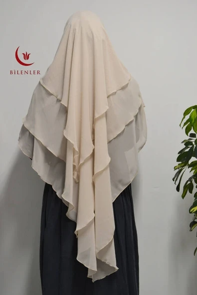 3 Katlı Şifon Sufle Bej (Pratik Şal) - Resim 4