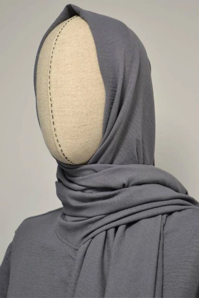 Kendinden Şallı Pamuklu Aerobin Kumaş Kadın Namaz Elbisesi Ferace Antrasit - Resim 2