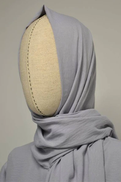 Kendinden Şallı Pamuklu Aerobin Kumaş Kadın Namaz Elbisesi  Ferace Gri - Resim 3