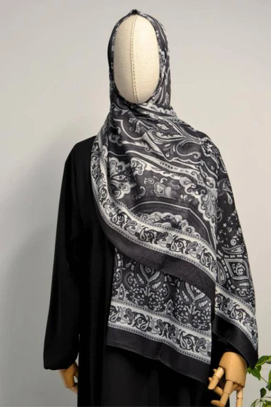 Etnik Desenli Pamuklu Şal Siyah ürün görseli