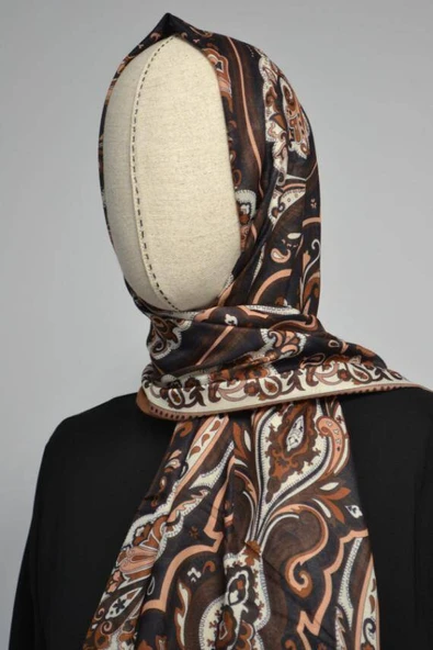 Etnik Desenli Pamuklu Şal Turuncu - Resim 3