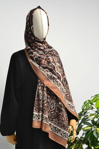 Etnik Desenli Pamuklu Şal Turuncu - Resim 4