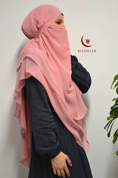 3 Katlı Şifon Sufle Pembe  (Pratik Şal) - Resim 4