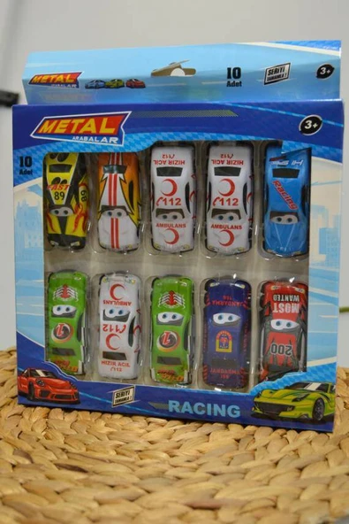 Çocuk Oyuncak  10’lu Metal Oyuncak Araba Seti – Karışık Model (Ambulans, Yarış Arabası ve Daha Fazlası) - Resim 4