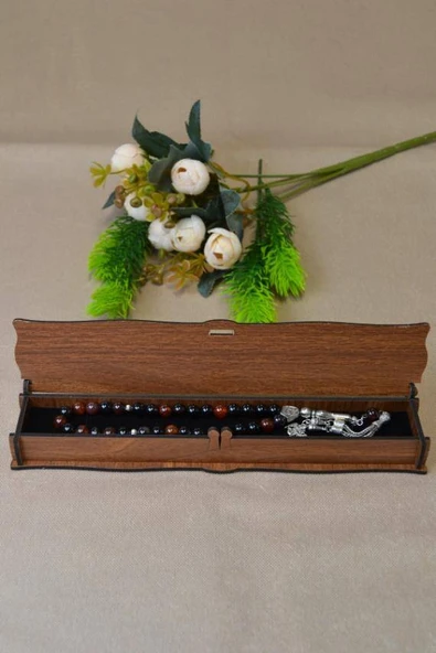 Akik Taşlı 33’lü Erkek Tesbih – Doğal Taş, Özel Ahşap Kutulu - Resim 4