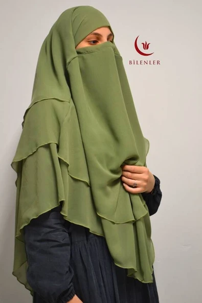3 Katlı Şifon Sufle Yeşil  (Pratik Şal) - Resim 4