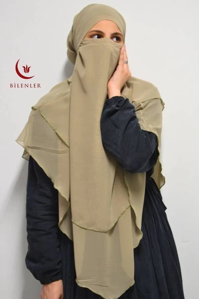 3 Katlı Şifon Sufle Vizon (Pratik Şal) - Resim 3