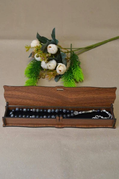 Labradorit Taşlı 33’lü Erkek Tesbih – Doğal Taş, Ahşap Kutulu - Resim 5