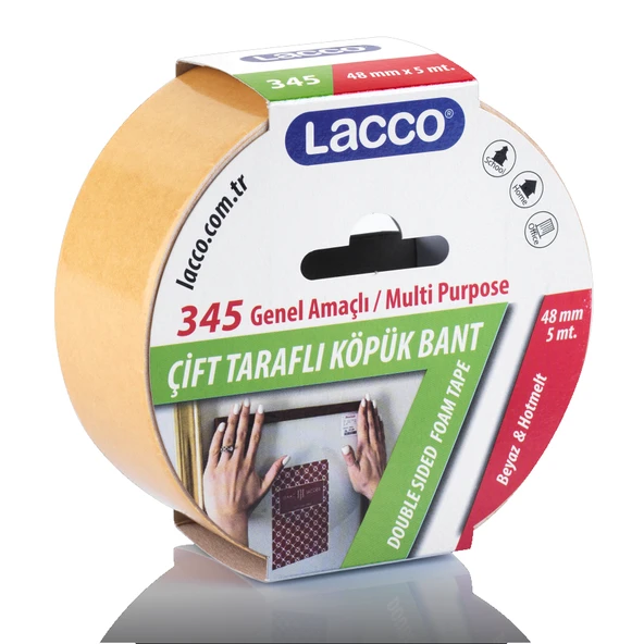 Lacco Çift Taraflı Köpük Bant 48Mmx5M  |  345 - 2