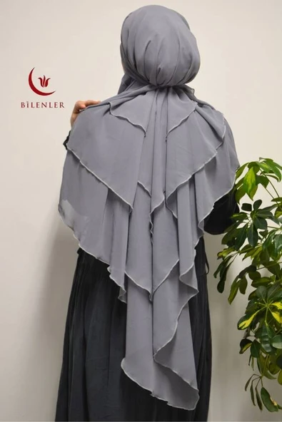 3 Katlı Şifon Sufle Gri  (Pratik Şal) ürün görseli