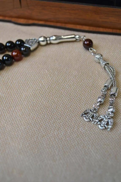 Akik Taşlı 33’lü Erkek Tesbih – Doğal Taş, Özel Ahşap Kutulu - Resim 2