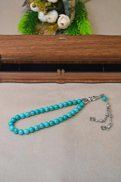 Firuze Taşlı 33’lü Erkek Tesbih – Doğal Taş, Özel Kutulu - Resim 2