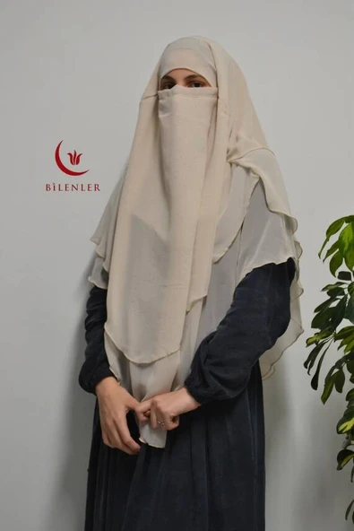 3 Katlı Şifon Sufle Bej (Pratik Şal) - Resim 3