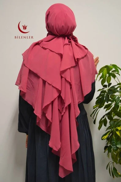 3 Katlı Şifon Sufle Gül Kurusu (Pratik Şal) ürün görseli