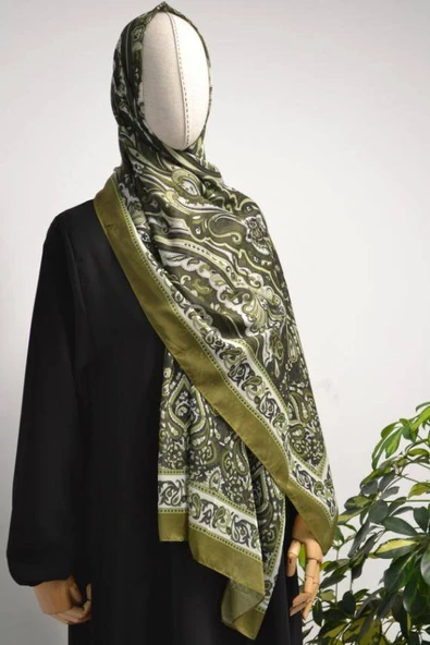 Etnik Desenli Pamuklu Şal Yeşil - Resim 4