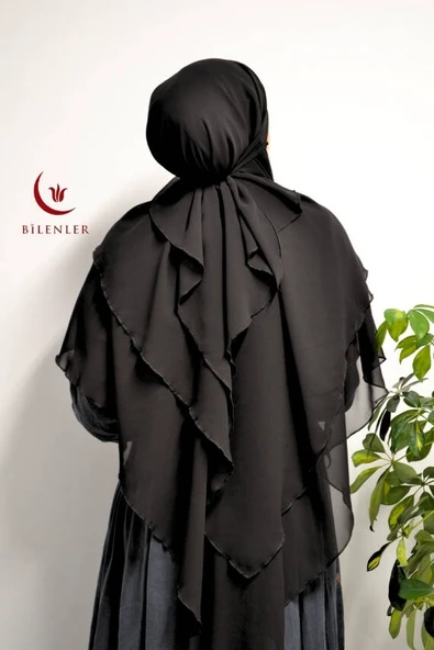 3 Katlı Şifon Sufle Siyah (Pratik Şal) ürün görseli