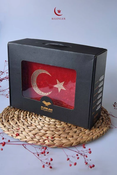 Kadife Kaplamalı Ahşap Plaket Kutu Kadife Kuran Türk Bayrağı İnci Tesbih Taşıma Çantalı Hediye Seti - Resim 4
