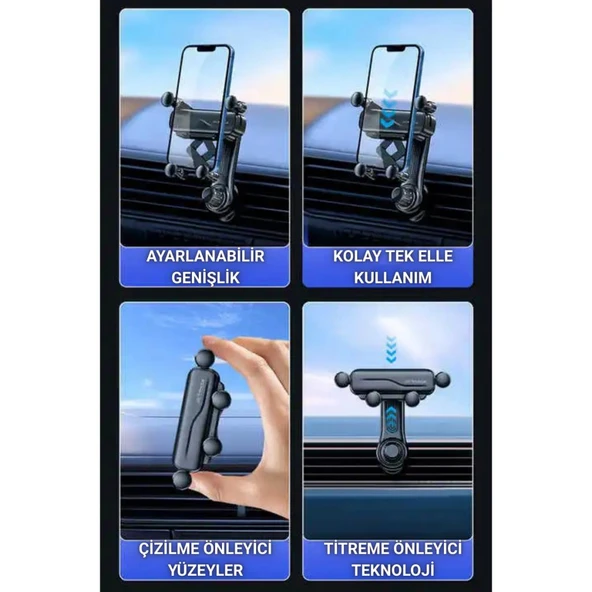 Polham Kancalı Düşmez Titremez Ayarlanabilir Stabil Telefon Tutucu, Havalandırma Girişli Tutucu - 5