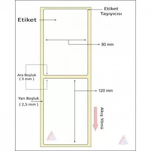 TERMAL BARKOD ETİKETİ 120X80 TEKLİ 300 LÜ - Resim 2
