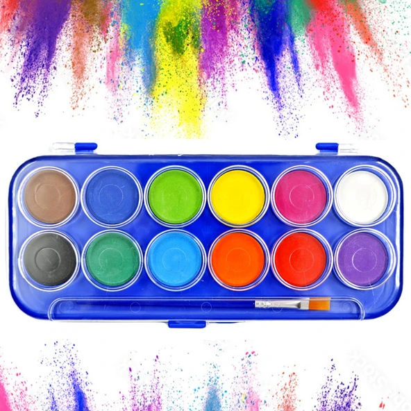 Gen-Of Kids 3’lü Okul Boya Seti – Kuru, Pastel ve Sulu Boya 12 Renk - 4