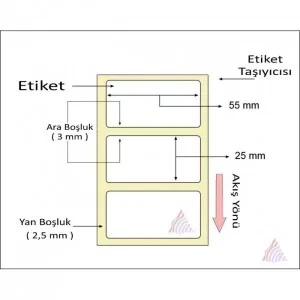 TERMAL BARKOD ETİKETİ 25X55 1000´Lİ - Resim 2