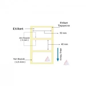 KUŞE BARKOD ETİKETİ 40X50 2´Lİ 1500´LÜ - Resim 2